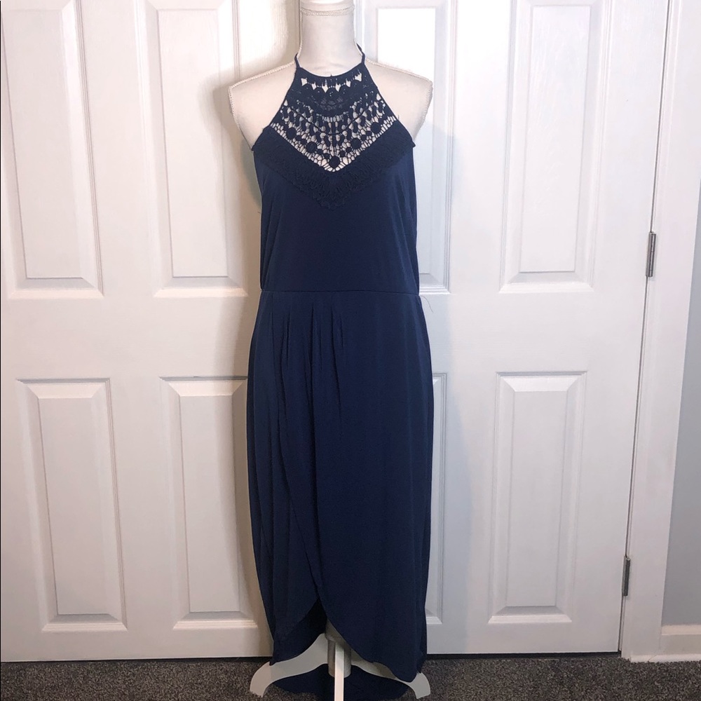 ☀️Plus NWT Halter Crochet high low wrap dress